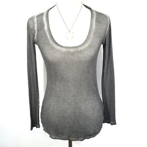 Rock & Republic Ribbed Cotton Lng Slv Tee EUC